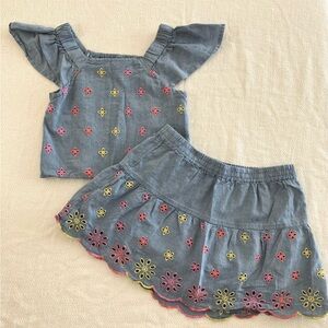 Old navy chambray embroidered summer set 4T